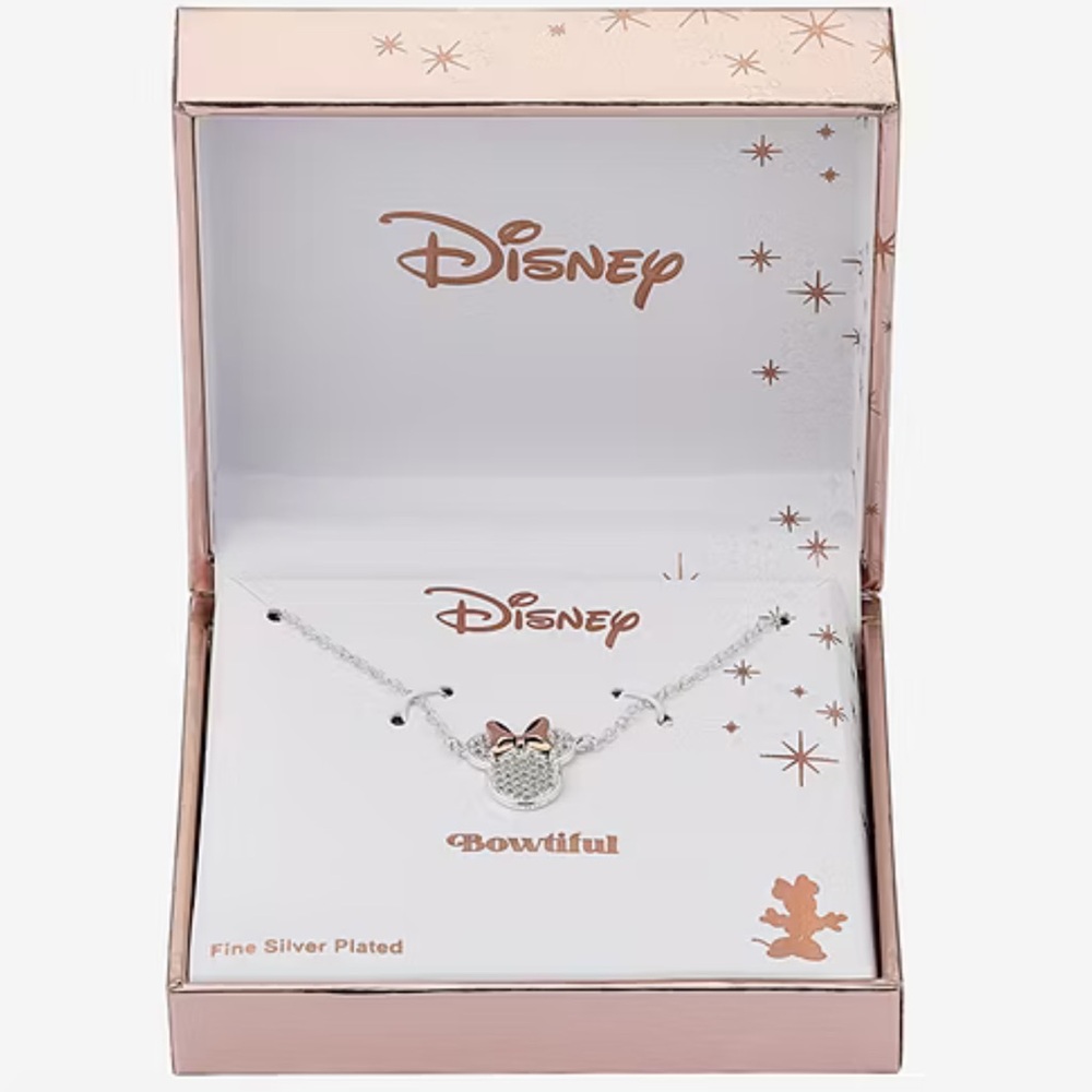Disney Classics Jewelry | Minnie Mouse Bow Cubic Zirconia Silver Necklace - Picture 3 of 8